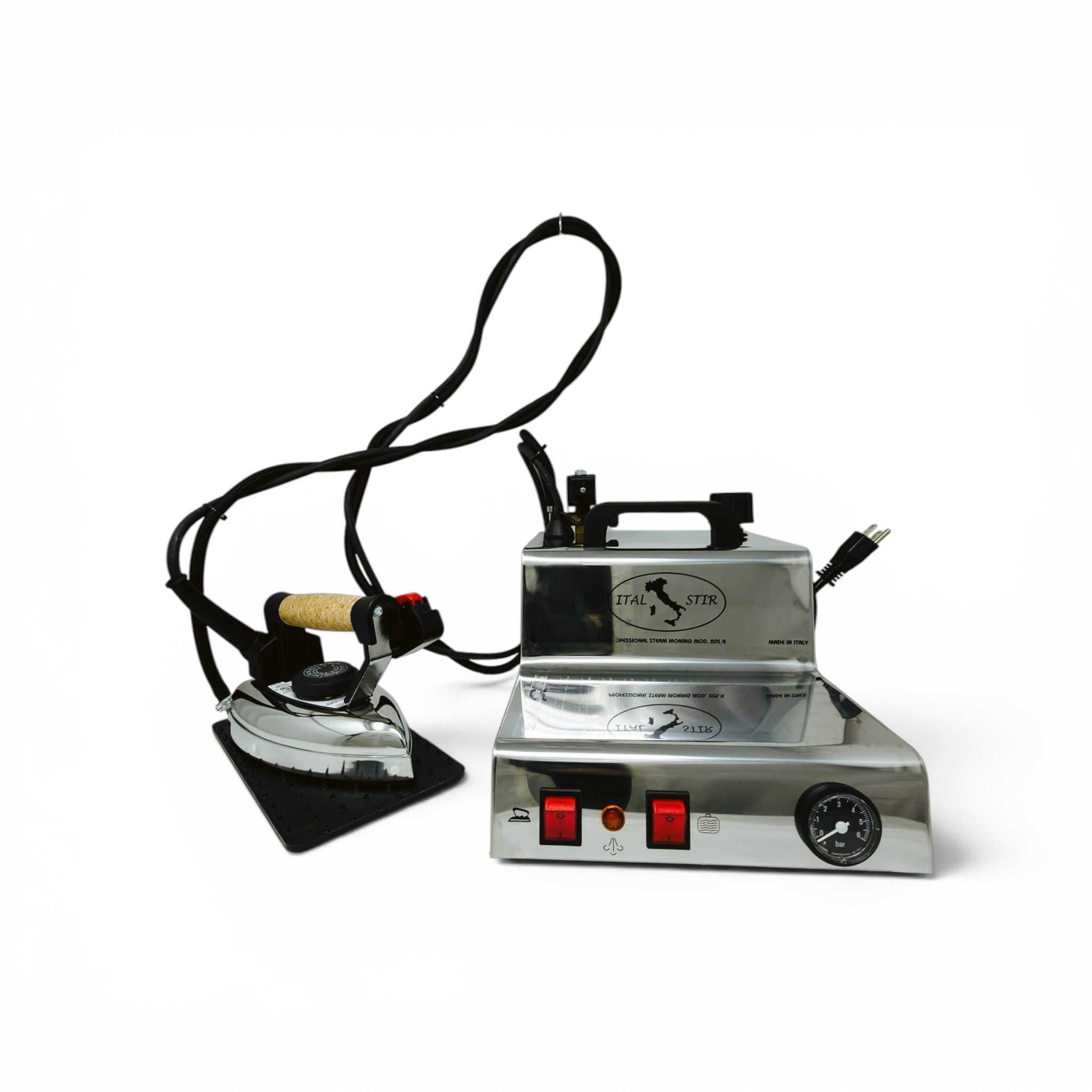 Steam ironing boiler with iron