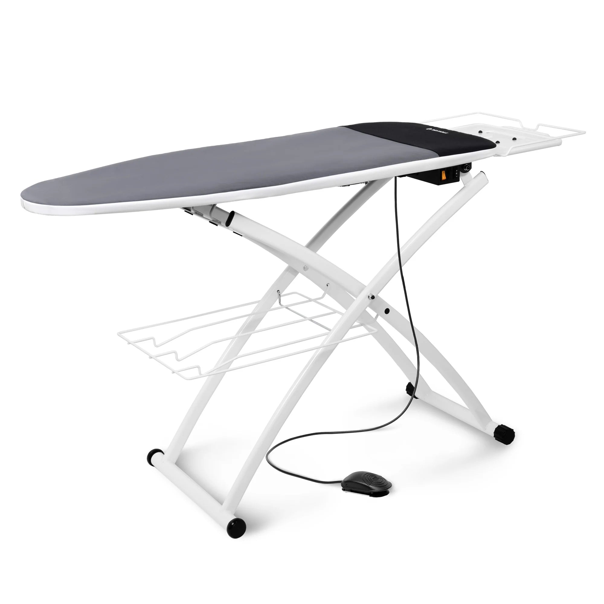 Vacuum ironing board with built-in vacuum motor and heating element 17.5x48.5 inch pressing surface adjustable height